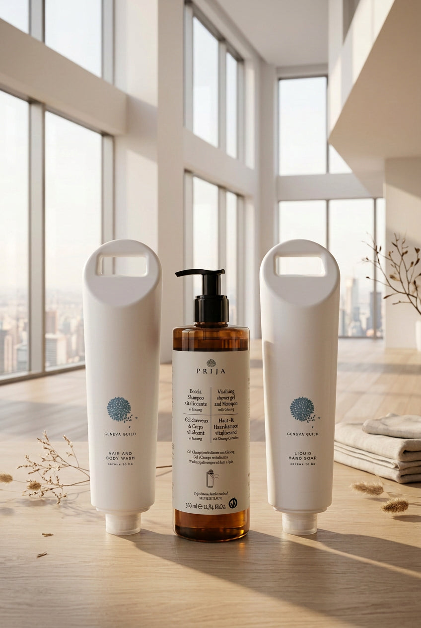 Family Wash Trio bundle: PRIJA shower gel, PRIJA moisturiser and Geneva Guild hand soap