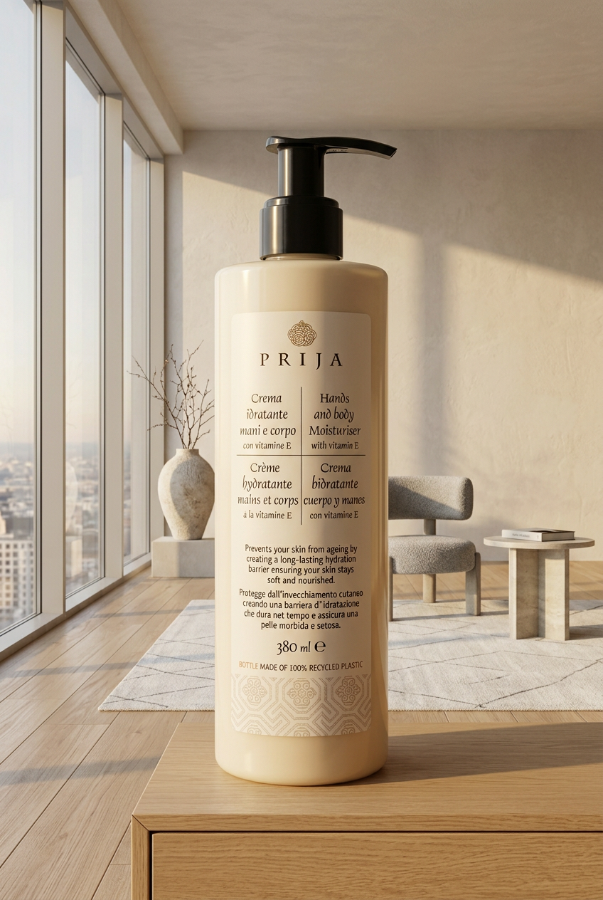PRIJA Hands and Body Moisturiser with Vitamin E 380ml pump bottle